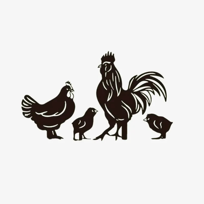 Décoration Murale en Métal – Famille de Poules et Coq pour une Ambiance Champêtre