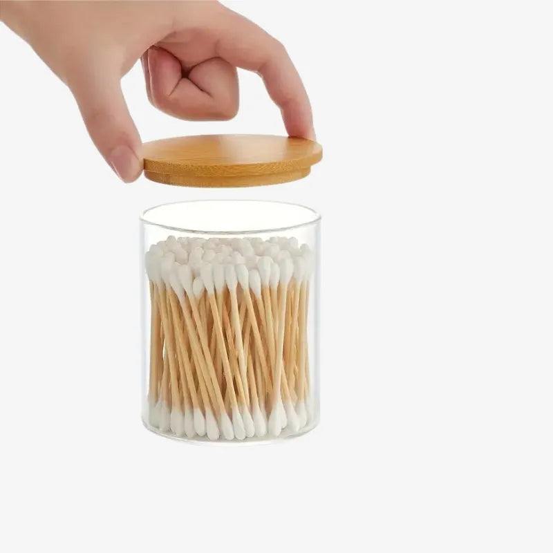 Lot de 4 Bocaux de Rangement en Verre et Bambou – Élégance et Organisation