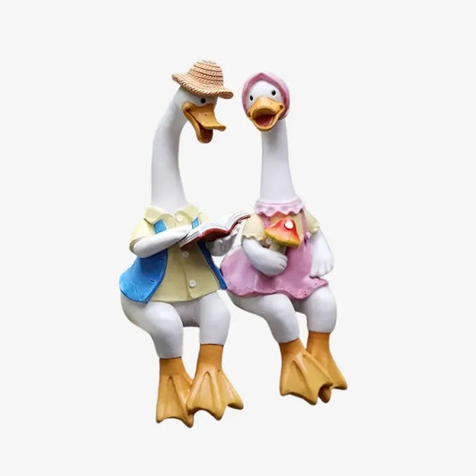 Statue Canards en Résine – Une Touche Champêtre et Amusante pour Votre Jardin