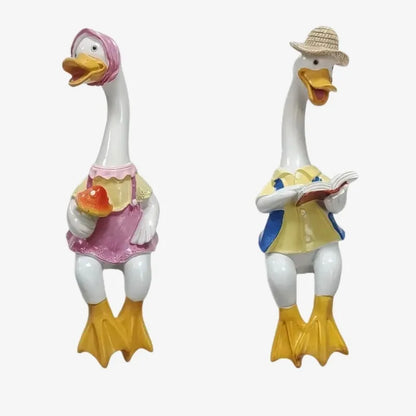 Statue Canards en Résine – Une Touche Champêtre et Amusante pour Votre Jardin