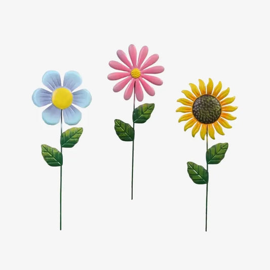 Décoration de Jardin en Métal – Fleurs Colorées pour un Extérieur Enchanté