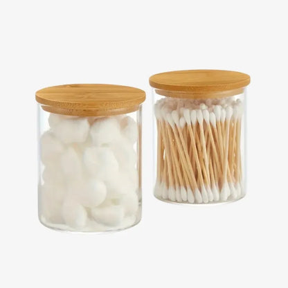 Lot de 4 Bocaux de Rangement en Verre et Bambou – Élégance et Organisation