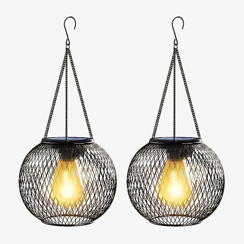 Lot de 2 Lanternes Solaires en Métal – Ambiance Chaleureuse et Élégante pour Votre Extérieur