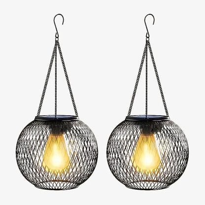 Lot de 2 Lanternes Solaires en Métal – Ambiance Chaleureuse et Élégante pour Votre Extérieur