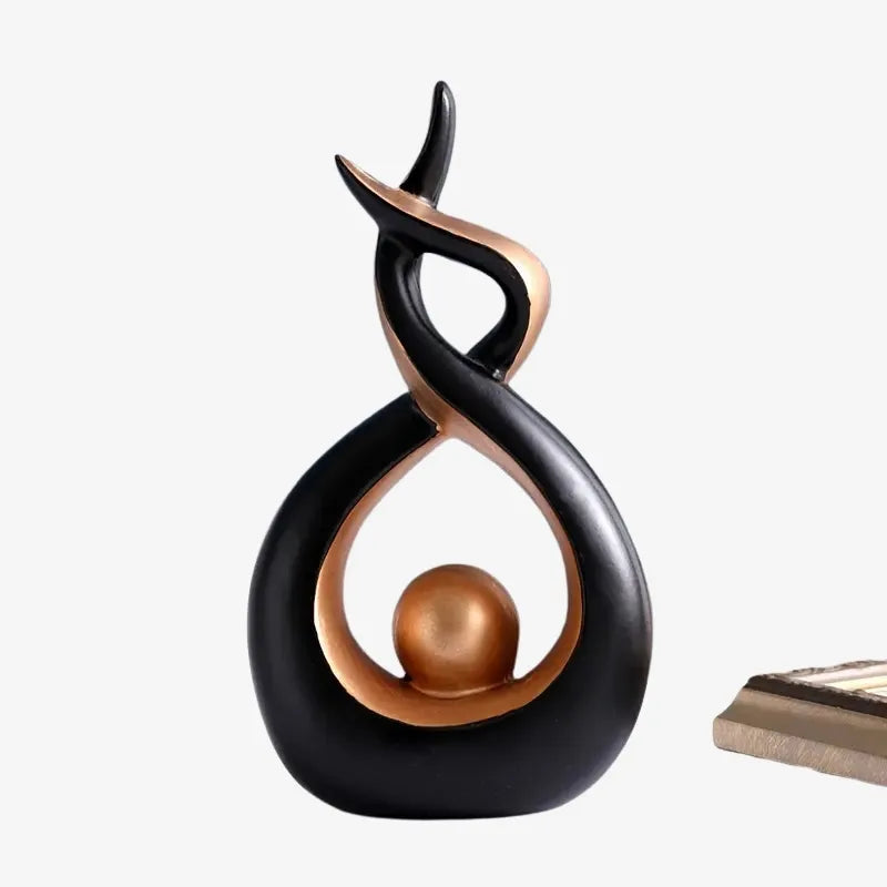 Sculpture Abstraite Noir & Cuivre – Une Fusion entre Modernité et Élégance