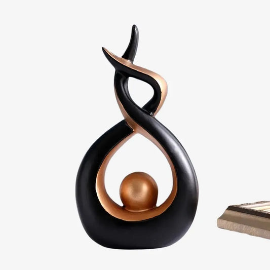 Sculpture Abstraite Noir & Cuivre – Une Fusion entre Modernité et Élégance