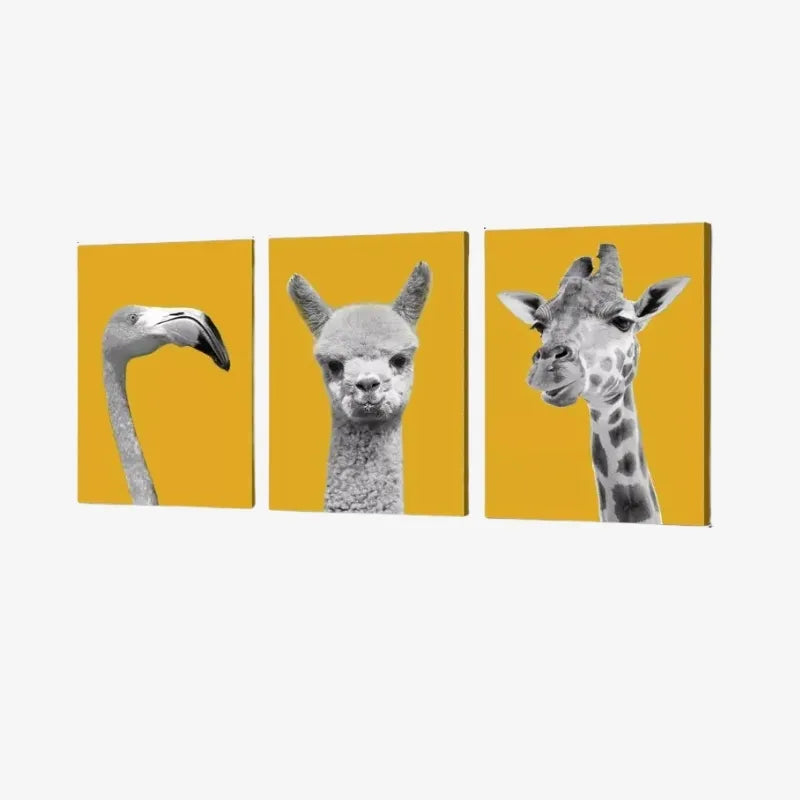 Triptique Animaux Colorés 30x40 cm – Une Touche d’Originalité et de Modernité