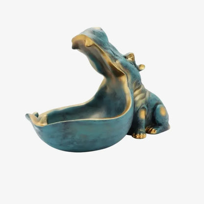 Vide-Poche Hippopotame Bleu et Or – Une Touche Originale et Élégante