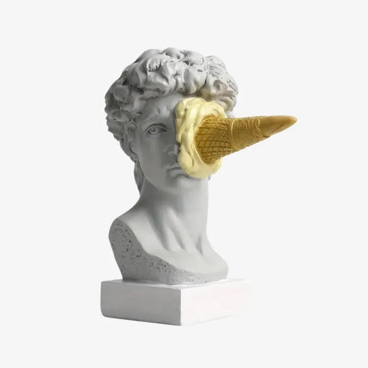 Buste David Revisité 13x16 cm – Une Sculpture Décalée et Artistique