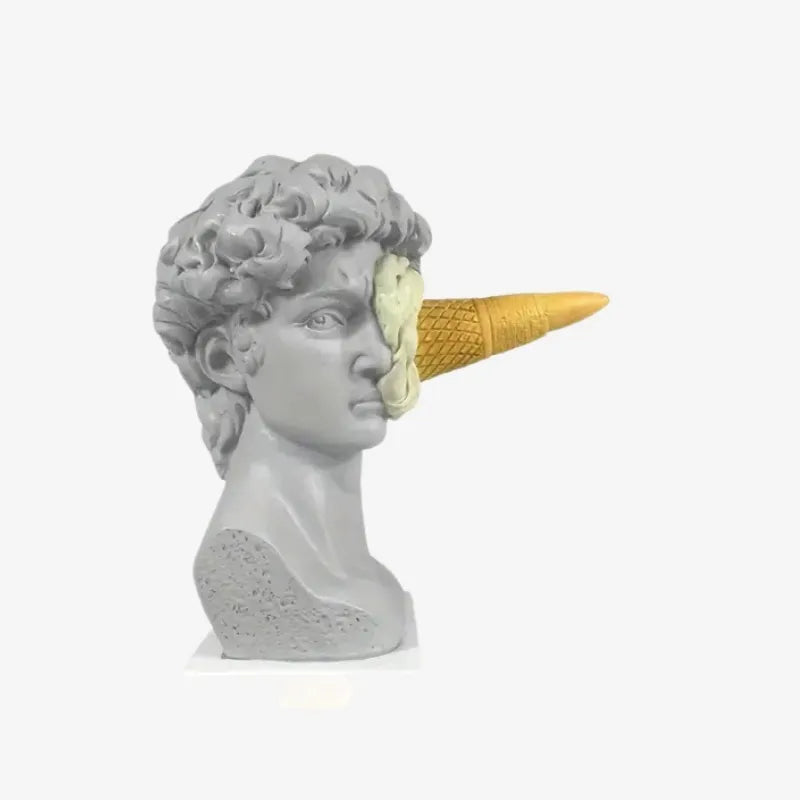 Buste David Revisité 13x16 cm – Une Sculpture Décalée et Artistique