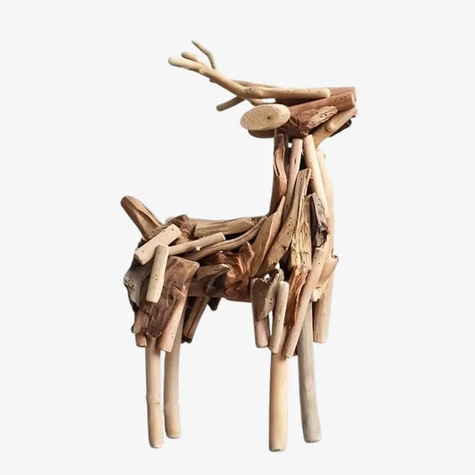 Sculpture Cerf en Bois Flotté – Élégance Naturelle et Authentique