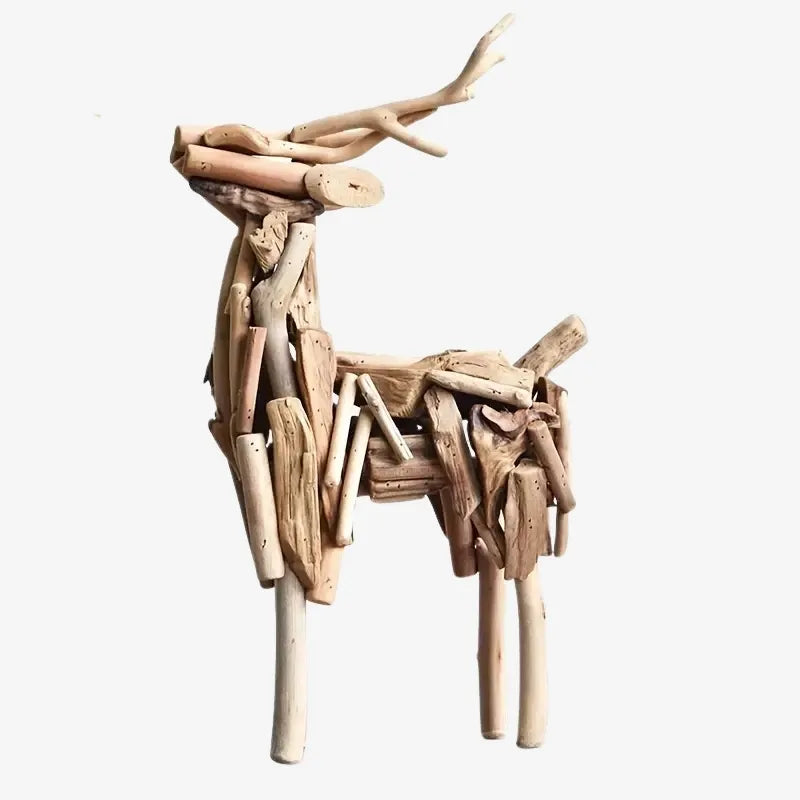 Sculpture Cerf en Bois Flotté – Élégance Naturelle et Authentique