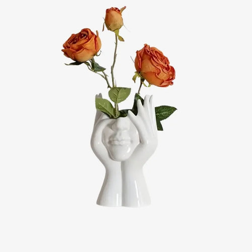 Vase Visage & Mains en Céramique – Une Œuvre d'Art Élégante