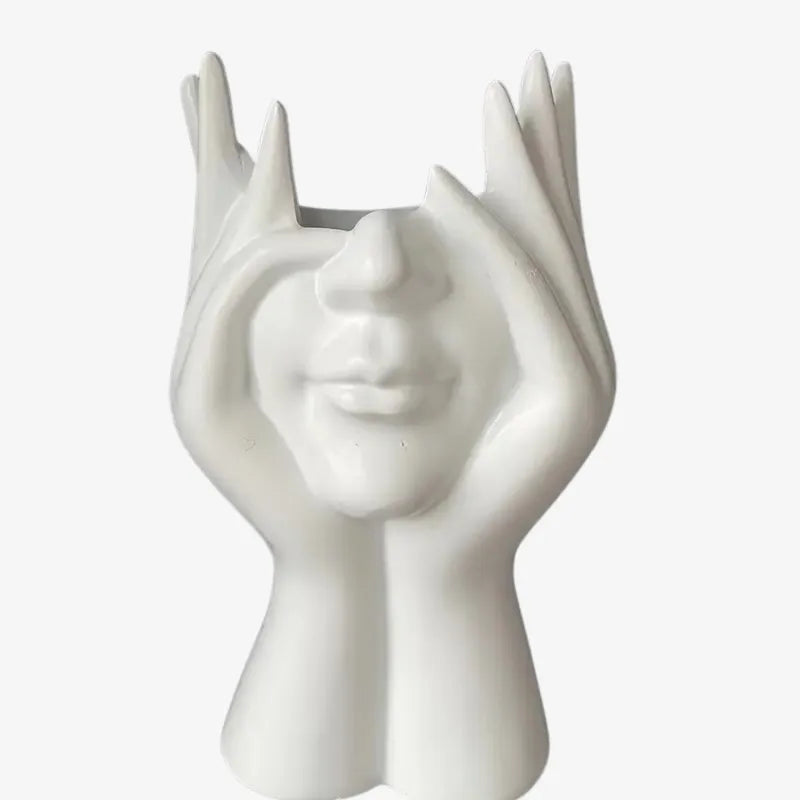 Vase Visage & Mains en Céramique – Une Œuvre d'Art Élégante