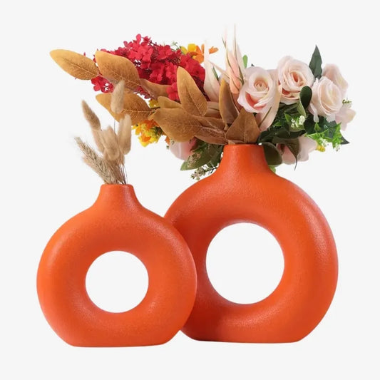 Lot de 2 Vases Ronds en Céramique – Élégance et Originalité