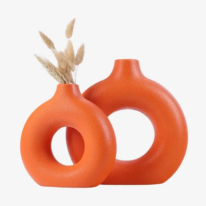 Lot de 2 Vases Ronds en Céramique – Élégance et Originalité