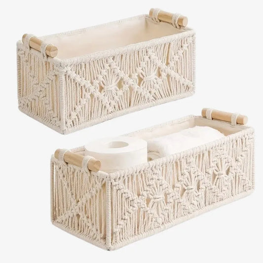 Lot de 2 Paniers de Rangement Bohème – Élégance et Praticité