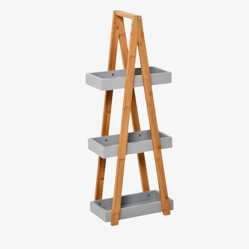 Étagère de Rangement Bambou & Gris – Pratique et Élégante