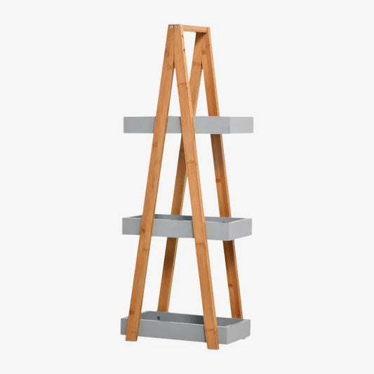 Étagère de Rangement Bambou & Gris – Pratique et Élégante