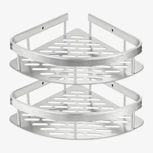 Étagère d’Angle Murale en Acier Inoxydable – Rangement Élégant et Pratique