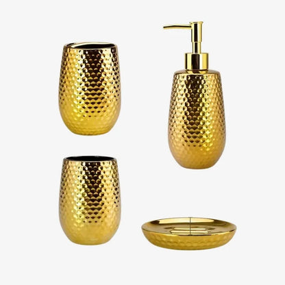 Set d'Accessoires de Salle de Bain Doré – Élégance et Raffinement pour Votre Intérieur