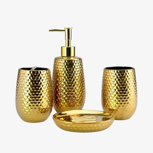 Set d'Accessoires de Salle de Bain Doré – Élégance et Raffinement pour Votre Intérieur