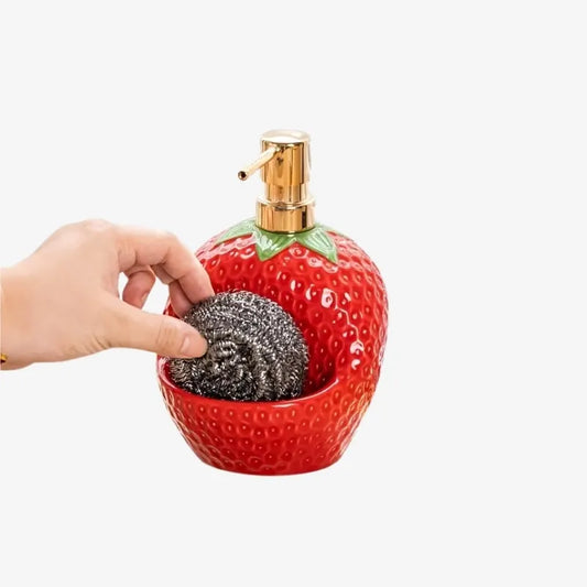Distributeur de Savon Fraise avec Porte-Éponge – Originalité et Praticité dans Votre Cuisine