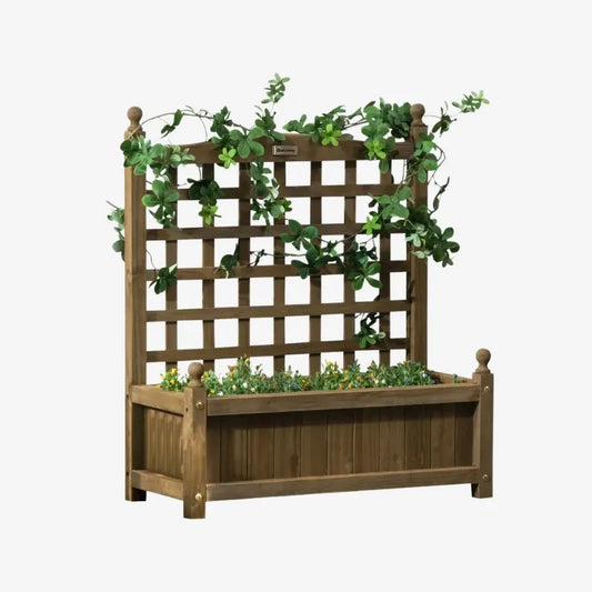 Jardinière en Bois avec Treillis – Élégance et Praticité pour un Jardin Verdoyant