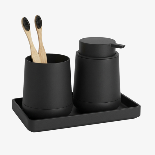 Set d’Accessoires de Salle de Bain Noir – Élégance et Praticité
