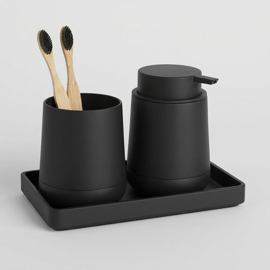 Set d’Accessoires de Salle de Bain Noir – Élégance et Praticité