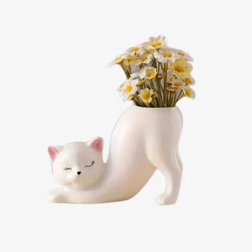 Vase en Céramique en Forme de Chat – Une Touche Féline et Élégante pour Votre Intérieur